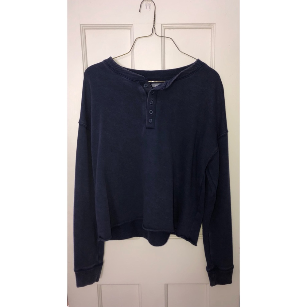 Aerie Cropped Henley Sweatshirt